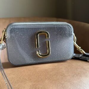 Marc Jacobs Silver Glitter Vinyl Jelly Snapshot Shoulder Bag